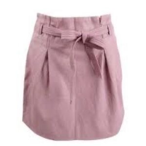 Free People Vegan Payton Paperbag Faux Leather Dusty Pink Rose Skirt Size 2